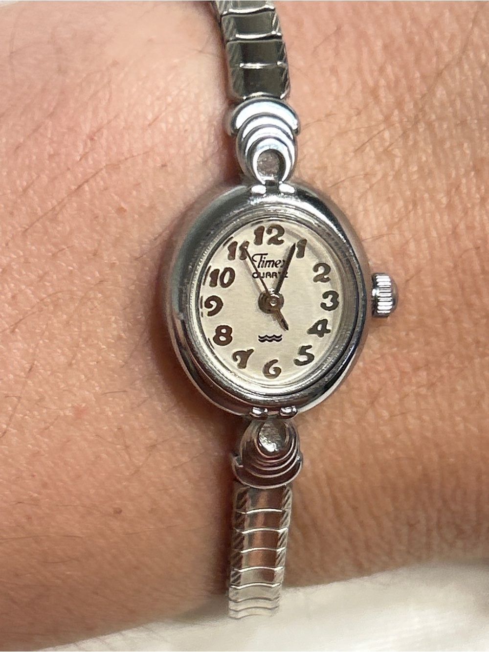 Timex Silver Women's Oval Bracelet Watch with Cream Dial